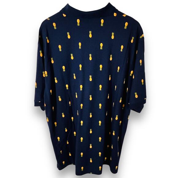 Brooks Brothers Navy Pineapple Print Polo Shirt Mens XL Classic Fit Cotton - Picture 4 of 11